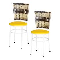 2 Cadeiras para Mesa Branca Hawai Cappuccino Premium