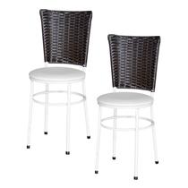 2 Cadeiras para Mesa Branca Hawai Marrom 2 Cadeiras para Mesa Branca Hawai Marrom