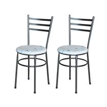 2 Cadeiras para Mesa Epoxi Preta Craqueada Assento Floral