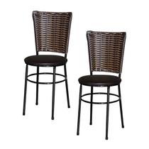 2 Cadeiras para Mesa Preta Hawai Avelã