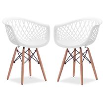 2 Cadeiras Poltrona Web Sidera Clarice Vazada DSW, Base madeira e metal