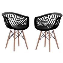 2 Cadeiras Poltrona Web Sidera Clarice Vazada DSW, Base madeira e metal