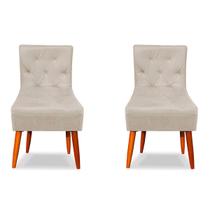 2 Cadeiras Sala de Jantar Decorativa Suede Bege Pés Palito Para Escritório e Sala