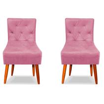 2 Cadeiras Sala de Jantar Decorativa Suede Várias Cores Pés Palito Para Escritório e Sala
