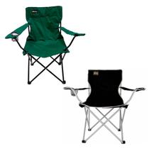 2 Cadeiras Verde+Preta Praia Pesca Camping Com Apoio para Latinha Suporta 95kg Material Resistente Marca Nautika