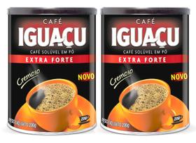2 Café IGUAÇU Em Pó EXTRA FORTE Solúvel Cremoso 200g Lata