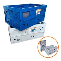 2 Caixa Cesto Dobrável 60 L Organizadora Multiuso até 20 kg Empilhável Leve Resistente Para Supermercado Roupa Brinquedo