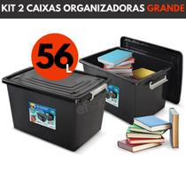 2 Caixa Organizadora Multiuso Plástica 56 Litros Com Tampa 2 Caixa Organizadora Multiuso Plástica 56 Litros Com Tampa