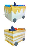 2 Caixas Baú Toy Box Organizadores De Brinquedos De Madeira