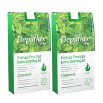 2 Caixas C/20 Folhas de Cera Depilatória Corporal Hortelã - Depilflax