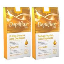 2 Caixas C/20 Folhas de Cera Depilatória Corporal Natural - Depilflax