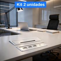 2 Caixas Com 3 Tomadas 10a Para Embutir Em Mesa Ou Chão Em Inox Branco 2 Caixas Com 3 Tomadas 10a Para Embutir Em Mesa Ou Chão Em Inox Branco