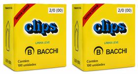 2 Caixas de Clips Metálicos Bacchi Nº 2/0 com 200 Unidades Alta Resistência para Escritório 2 Caixas de Clips Metálicos Bacchi Nº 2/0 com 200 Unidades Alta Resistência para Escritório
