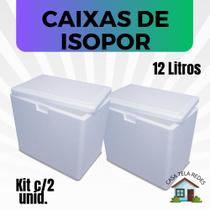 2 Caixas de Isopor EPS 12 litros para Gelo, latas, Bolos de potes, salgados e medicamentos.