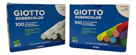 2 Caixas - Giz Escolar Robercolor - 1 Cx 100 Branco 1 Cx 100 Colorido - GIOTTO