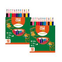 2 Caixas Mini Lápis De Cor 12 Cores Escolar Lembrancinha