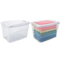 2 Caixas Organizadora com Tampa 19 Litros Transparente Plasútil