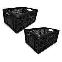 2 Caixas Organizadora Multiuso Cesto Empilhável 32L Preta