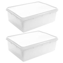 2 Caixas Organizadoras 11L Empilhaveis Herméticas Plasvale Retangulares Closet Brinquedos 2 Caixas Organizadoras 11L Empilhaveis Herméticas Plasvale Retangulares Closet Brinquedos