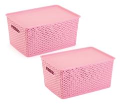 2 Caixas Organizadoras Com Tampa Grande 15 Lts Rattan