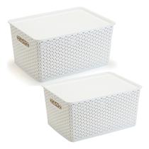 2 Caixas Organizadoras Com Tampa Grande 15 Lts Rattan