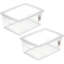 2 Caixas Organizadoras Plástica 15L com Tampa Ordene My Closet Retangular Transparente