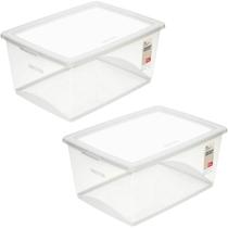 2 Caixas Organizadoras Plástica 60L Tampa My Closet Ordene Transparente Empilháveis 2 Caixas Organizadoras Plástica 60L Tampa My Closet Ordene Transparente Empilháveis