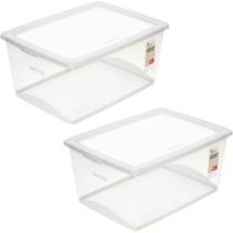 2 Caixas Organizadoras Plástica 60L Tampa My Closet Ordene Transparente Empilháveis 2 Caixas Organizadoras Plástica 60L Tampa My Closet Ordene Transparente Empilháveis