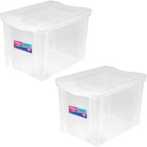 2 Caixas Organizadoras Plástica Altas 30L Ordene Organize Brinquedos Closet Incolor