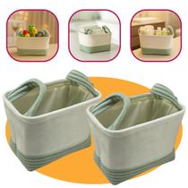 2 Caixas Organizadores Multiuso Cesto Para Roupas Intimais Acessórios Bege E Verde De Veludo