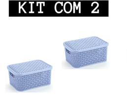 2 Caixas plásticas com tampa cesta organizadoras Preto 4L 2 Caixas plásticas com tampa cesta organizadoras Preto 4L