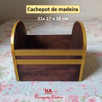 2 Caixinha de madeira cachepot retangular floreira 21 x 17 x 18 cm - imbuia