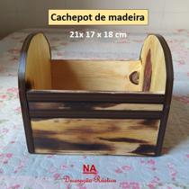 2 Caixinha de madeira cachepot retangular floreira 21 x 17 x 18 cm