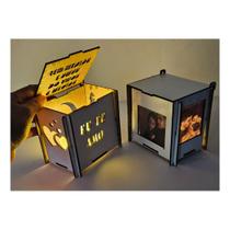 2 Caixinha Mdf Personalizada Foto Tampa Led Presente Luminar