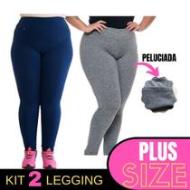 2 Calça Leg Plus Size Forrada Flanelada Feminina G1 Ao G8