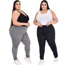 2 calças legging feminina suplex moda plus size academia