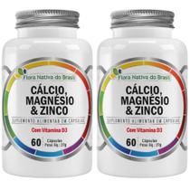 2 Cálcio + Magnésio + Zinco + Vitamina D3 60 Cápsulas Flora Nativa