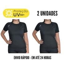 2 Camisetas Curtas Feminina Adulto Proteção UV50+ Dry