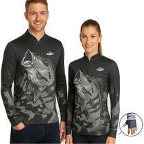 2 Camisetas Punho Luva Tucunaré Kit Casal Pesca Esportiva