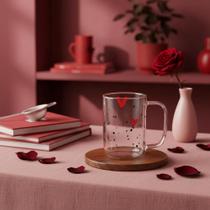 2 Caneca Vidro Borossilicato Resistente Heart 280ml Coração
