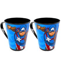 2 Canecas 360ml BPA Free Estampa do Capitão América Infantil Plasútil