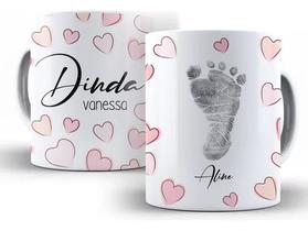 2 Canecas Convite Padrinhos Batismo Pezinho Corações E Nome