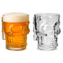 2 Canecas De Chopp 370ml Cerveja Caveira De Vidro Transparente - Mimo Style