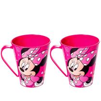 2 Canecas Minnie Rosa com Alça Infantil Plasútil para Meninas 360ml 2 Canecas Minnie Rosa com Alça Infantil Plasútil para Meninas 360ml