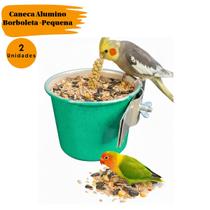 2 Canecas Pequena 190ml em Aluminio c/ Borboleta- Comedouro ou Bebedouro Passaros Diversos