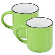 2 Canecas Tipo Esmaltada Cerâmica Grand Retro 320ml Verde