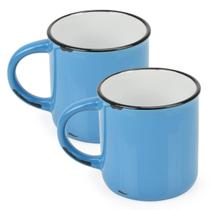 2 Canecas Tipo Esmaltada Cerâmica Grande Retro 320Ml ul