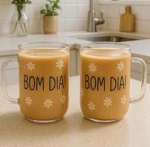 2 Canecas Xícaras Estampa Bom Dia 280ml - Dia Das Mães