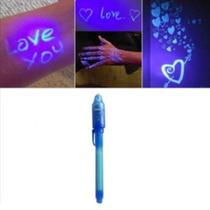 2 Caneta de Tinta Invisivel Retro iluminação Led Caneta Marcadora Ultravioleta