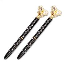 2 Caneta Esferografica Borboleta Cristal Luxo Corpo Metal 2 Caneta Esferografica Borboleta Cristal Luxo Corpo Metal